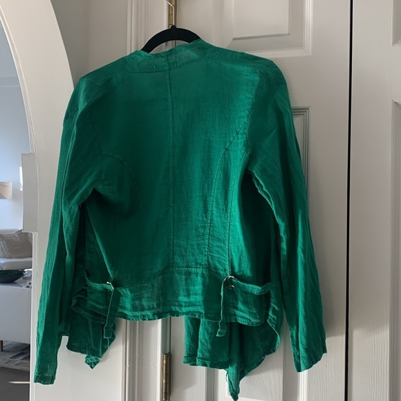 NWT Made In Italy ๐ฎ๐น Puro Lino Green cardigan Jacket Small - Medium - Picture 3 of 4